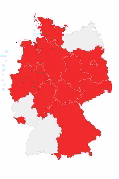 Deutschlandkarte mit eingefärbten Bundesländern in denen BAFSYS eingeführt wurde