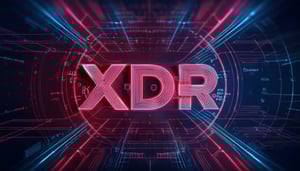 Neon-Schriftzug XDR auf futuristischem Hintergrund – Symbol für Extended Detection and Response im Rahmen der DATAGROUP Managed XDR Services
