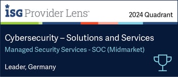 ISG Provider Lens 2024 Quadrant: DATAGROUP als Leader in Cybersecurity – Managed Security Services SOC (Midmarket) in Deutschland ausgezeichnet.