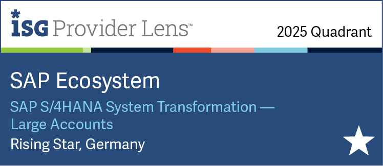 ISG Provider Lens 2025 Auszeichnung: DATAGROUP als Rising Star in Deutschland im Bereich SAP S/4HANA System Transformation – Large Accounts.